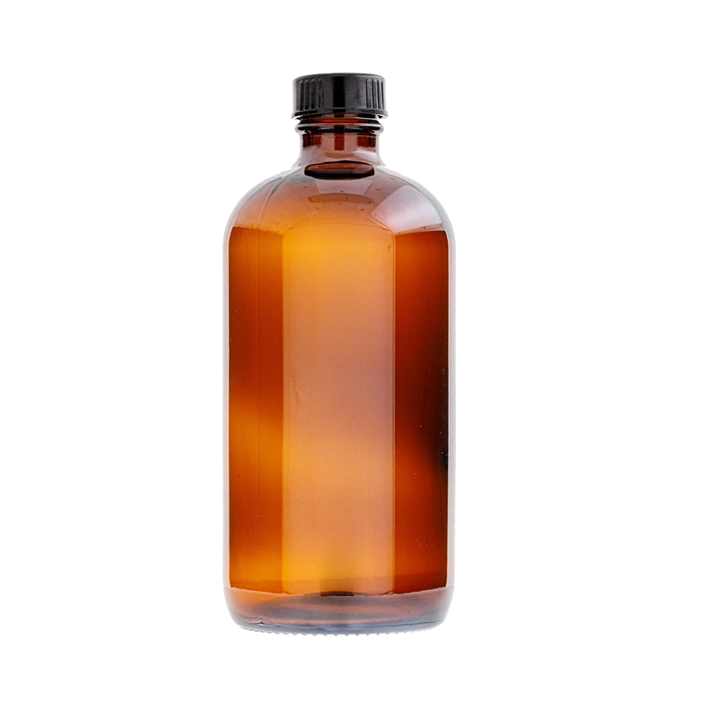 16 Oz Boston Round Amber Bottle