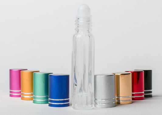 1/2 Dram Plain Roll on Bottles (3.5 ml) w- mixed color caps